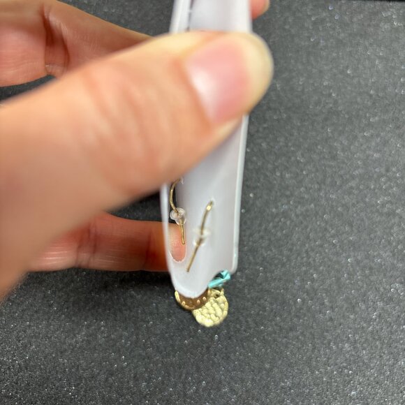 Dylan Jewelry Daphne Earring Turquoise Dangle Tarnished Gold Coin Charm NWT - Picture 4 of 4